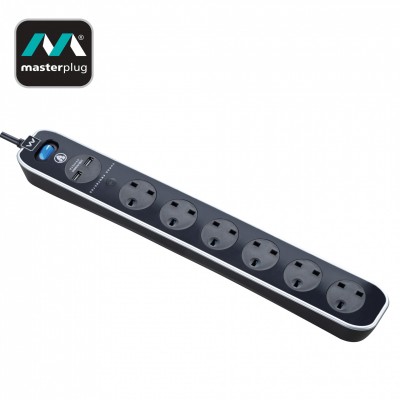 Masterplug-MP-SRGLSU62PB-MPA In- Line Surge USB 3.1A Extension Lead 13A