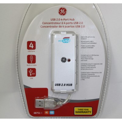 GE GE-68751  Connect up to four USB devices Compact & portable Optional AC adapter available for high power devices